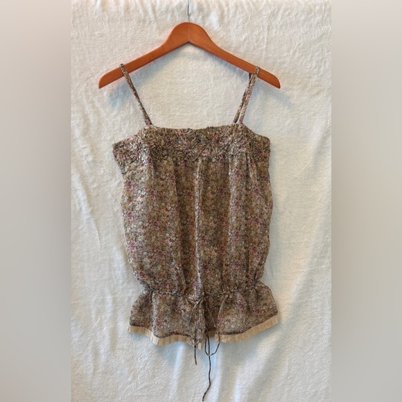 Andrex Tops - Women’s ANDREE Floral Smocked Cami Top with Ruffle Hem Size L